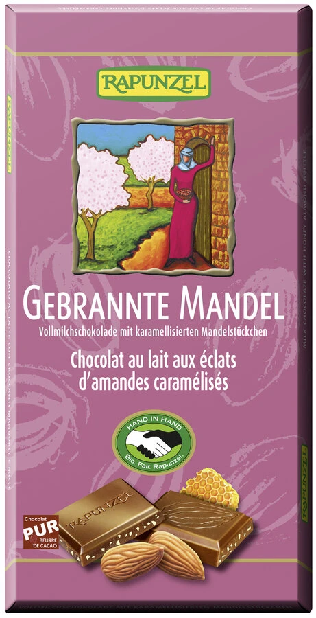 Rapunzel Vollmilchschokolade Gebrannte Mandel HiH, 1 Rapunzel Vollmilchschokolade Gebrannte Mandel HiH,