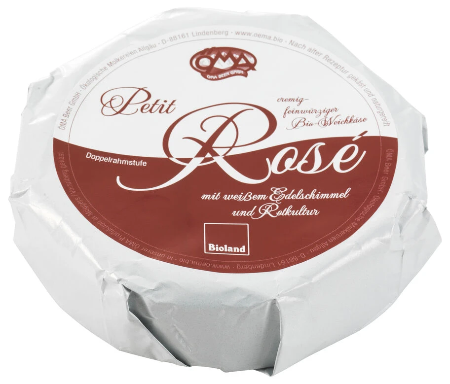 ÖMA Petit Rosé, Ca. 330 G 2 Wochen Gereift , Mind. 60% 1 ÖMA Petit Rosé, Ca. 330 G 2 Wochen Gereift , Mind. 60%