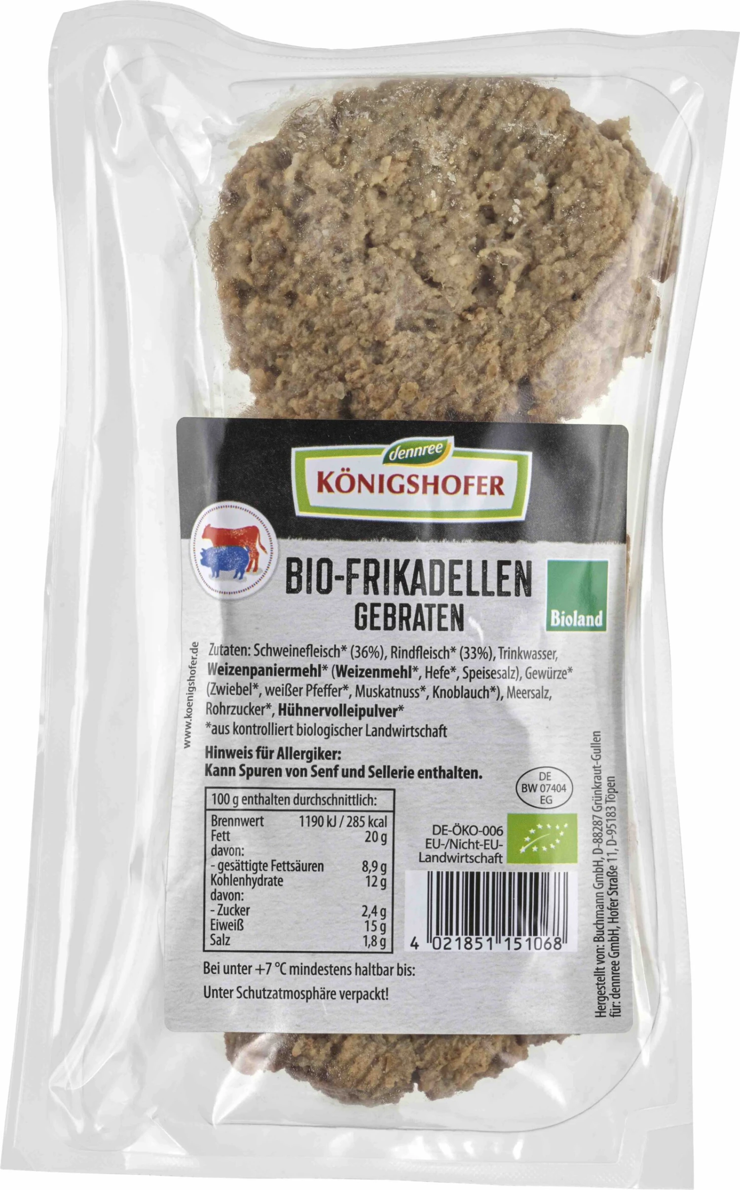 Königshofer Bio Frikadellen Gebraten, 3 Stück, 295 Gr Packung 2 Königshofer Bio Frikadellen Gebraten, 3 Stück, 295 Gr Packung – Bild 2