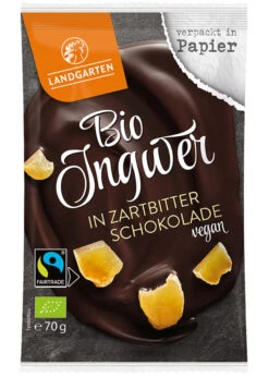 Landgarten Ingwer In Zartbitter-Schokolade, 70 Gr