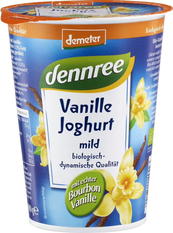 Dennree Fruchtjoghurt Vanille, 400 Gr K3-Becher Cr 1 Dennree Fruchtjoghurt Vanille, 400 Gr K3-Becher Cr