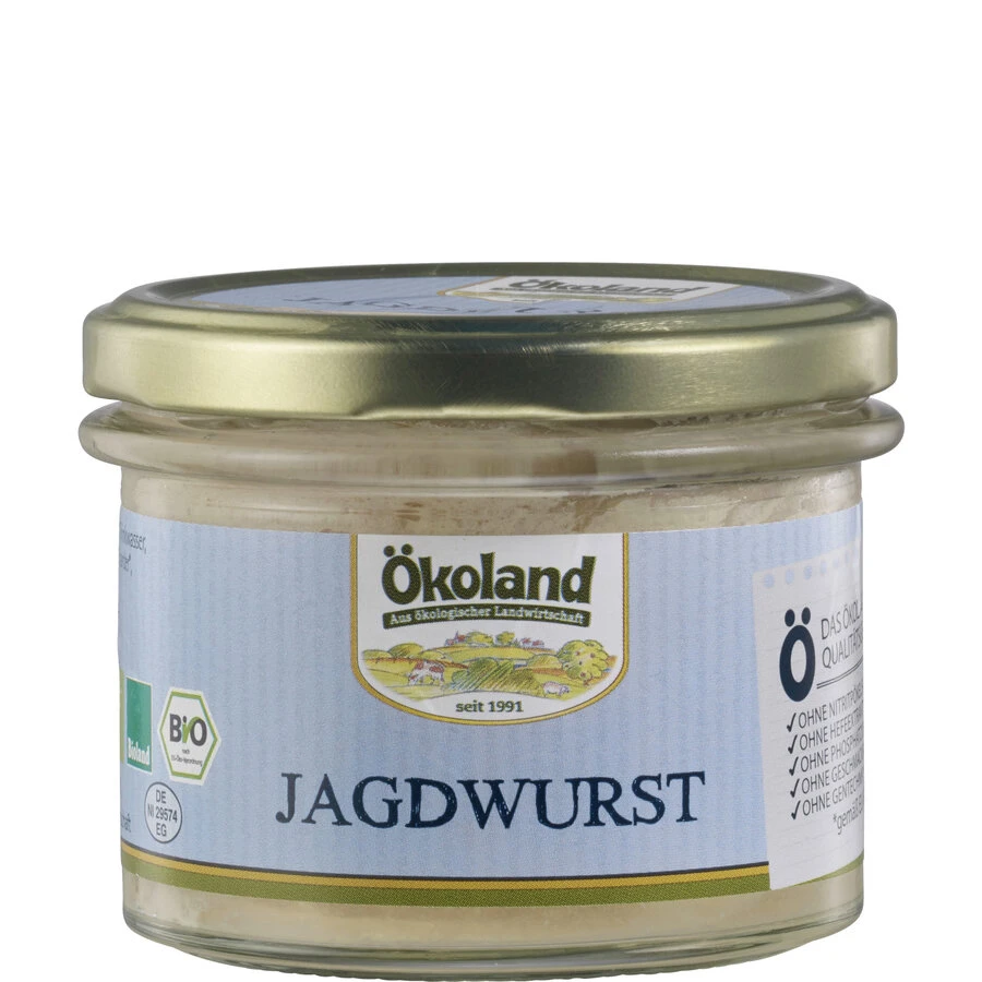 Ökoland Jagdwurst, 160 G Glas 1 Ökoland Jagdwurst, 160 G Glas