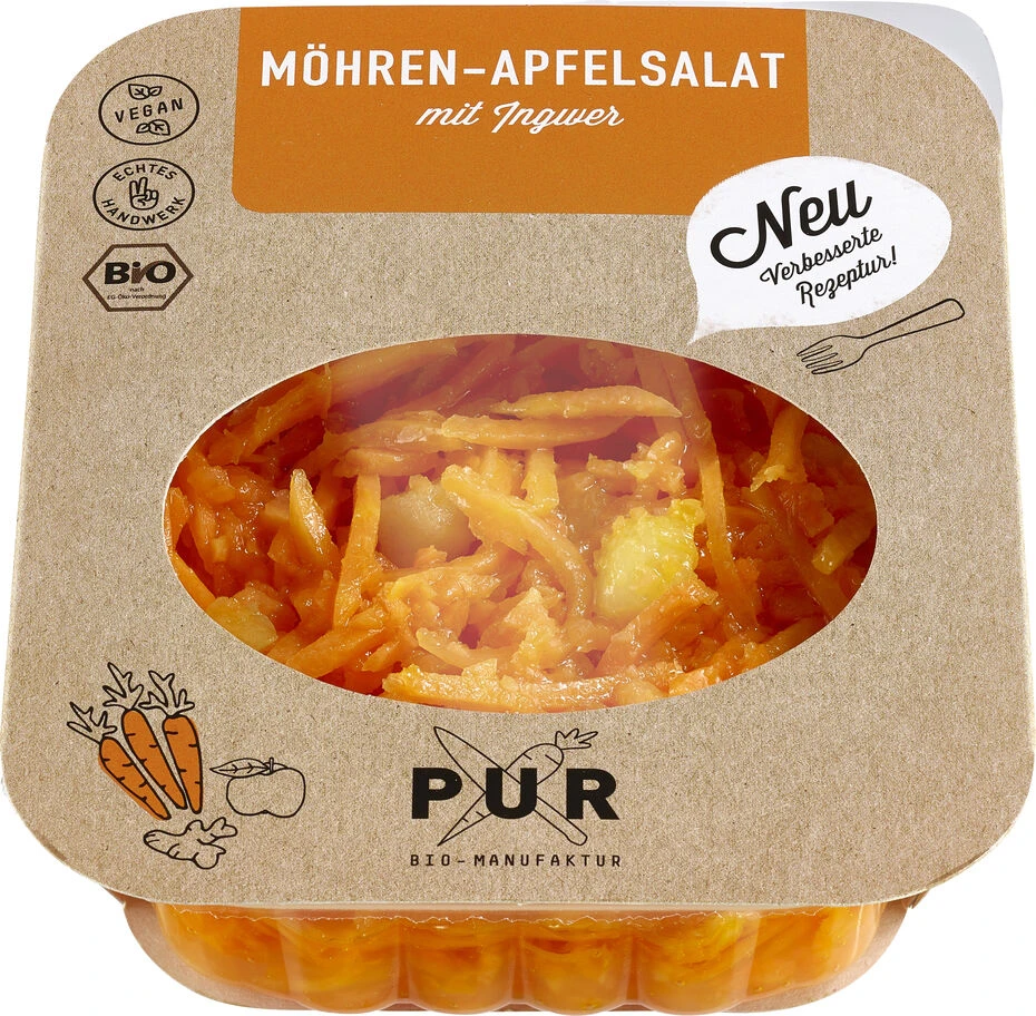 PUR Bio-Manufaktur Möhren-Apfelsalat Mit Ingwer, 200 Gr Packung 1 PUR Bio-Manufaktur Möhren-Apfelsalat Mit Ingwer, 200 Gr Packung