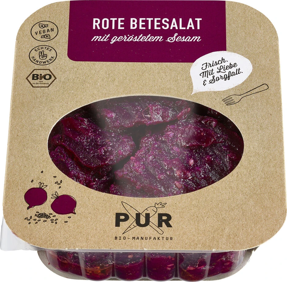 PUR Bio-Manufaktur Rote Betesalat Mit Sesam, 200 Gr Packung 1 PUR Bio-Manufaktur Rote Betesalat Mit Sesam, 200 Gr Packung