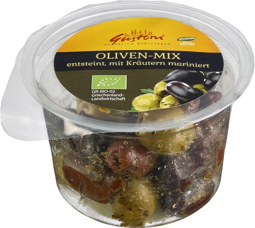 Gustoni Oliven-Mix Mit Kräutern, 100 G Becher O. Stein 1 Gustoni Oliven-Mix Mit Kräutern, 100 G Becher O. Stein