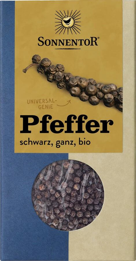 Sonnentor Pfeffer Schwarz, Ganz, 55 Gr Packung 1 Sonnentor Pfeffer Schwarz, Ganz, 55 Gr Packung