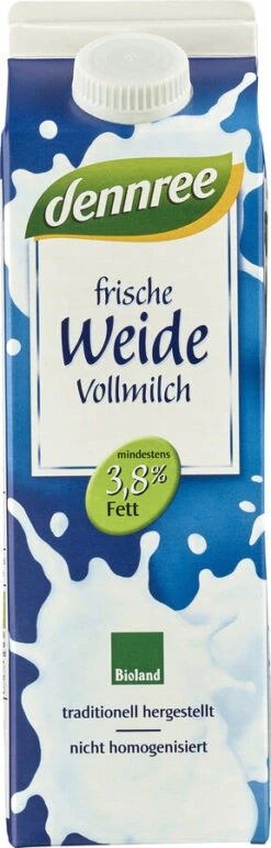Dennree Frische Weide-Vollmilch, 1 Ltr Tetrapack N