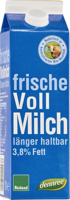 Dennree ESL-Vollmilch 3,8%, 1 Ltr Länger Haltbar