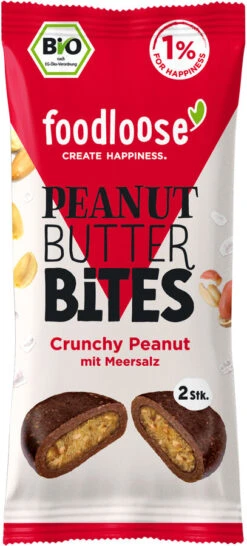 Foodloose Peanut Butter Bites Crunchy Peanut, 40 G