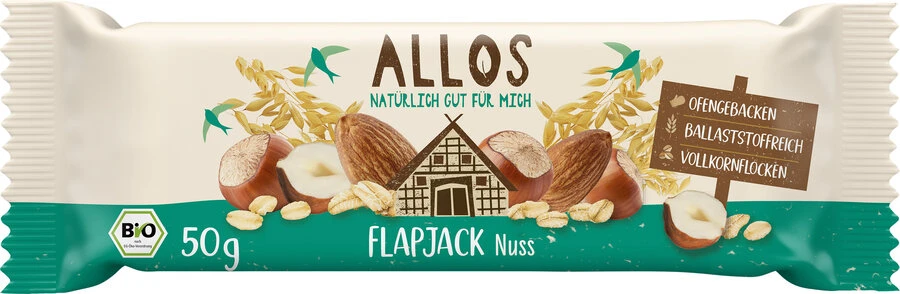 Allos Hafer Flapjack Nuss, 50 Gr Stück 1 Allos Hafer Flapjack Nuss, 50 Gr Stück