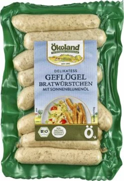 Ökoland Bio Geflügel-Bratwürstchen, 180 Gr Packung