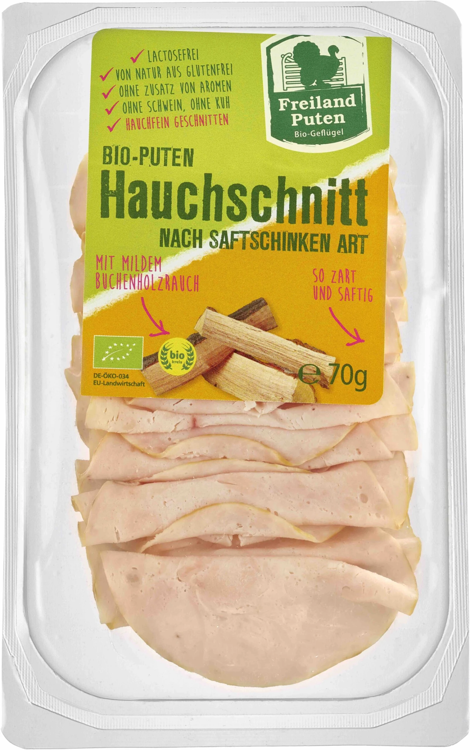 Freiland Puten Bio Puten-Aufschnitt Nach Saftschinken Art, 70 Gr 1 Freiland Puten Bio Puten-Aufschnitt Nach Saftschinken Art, 70 Gr