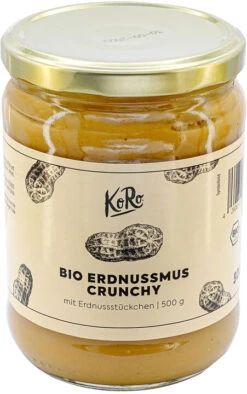 KoRo Erdnussmus Crunchy, 500 G Glas