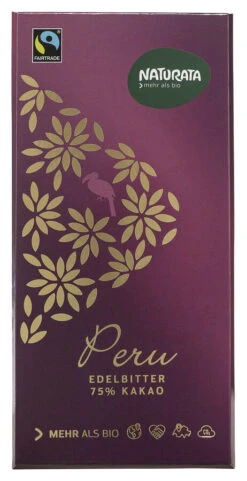 Naturata Edelbitter Schokolade 75%, Peru, 100 Gr S