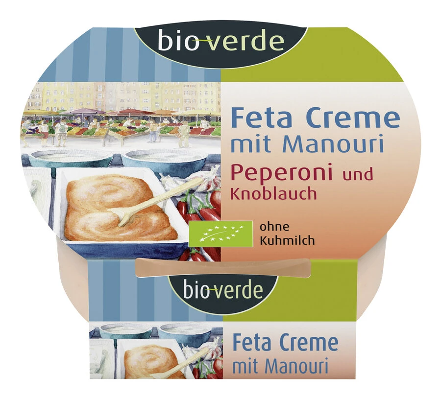 Bio-verde Feta/Manouri-Creme Mit Knoblauch-Peperon 1 Bio-verde Feta/Manouri-Creme Mit Knoblauch-Peperon