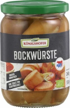 Königshofer Bockwürste, 4 Stück, 550 Gr Glas (260 Gr)