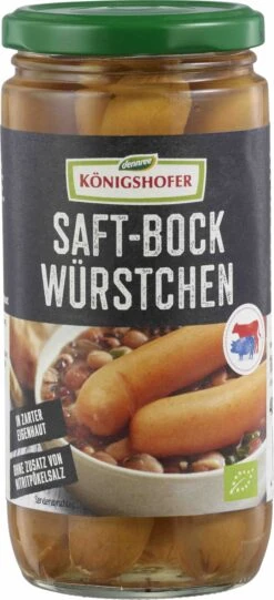 Königshofer Saftbockwürstchen In Zarter Eigenhaut, 6 Stück, 400 Gr Glas (180 Gr)