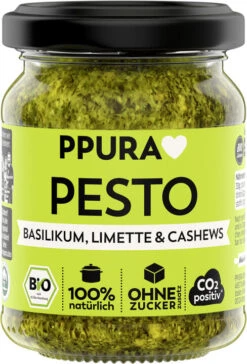 PPURA Pesto Basilikum, Limette & Cashews, 120 Gr Glas