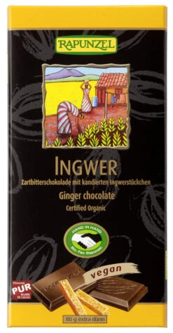 Rapunzel Zartbitterschokolade Ingwer 55% HIH, 80 G