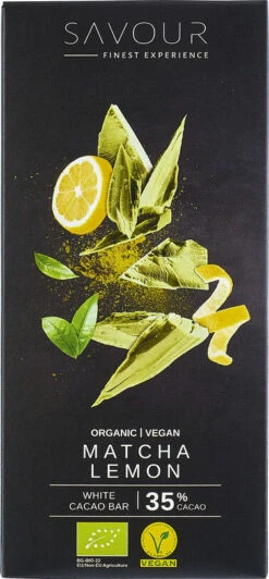 SAVOUR Weiße Kakaotafel, Matcha & Zitrone, Vegan, 70 G Packung